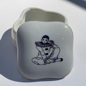 Vintage porcelain Pierrot trinket or jewlery box